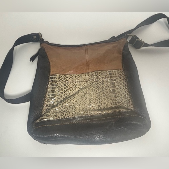 The Sak Iris Leather Snake Print Crossbody Boho Western Shoulder Bag - Picture 3 of 13